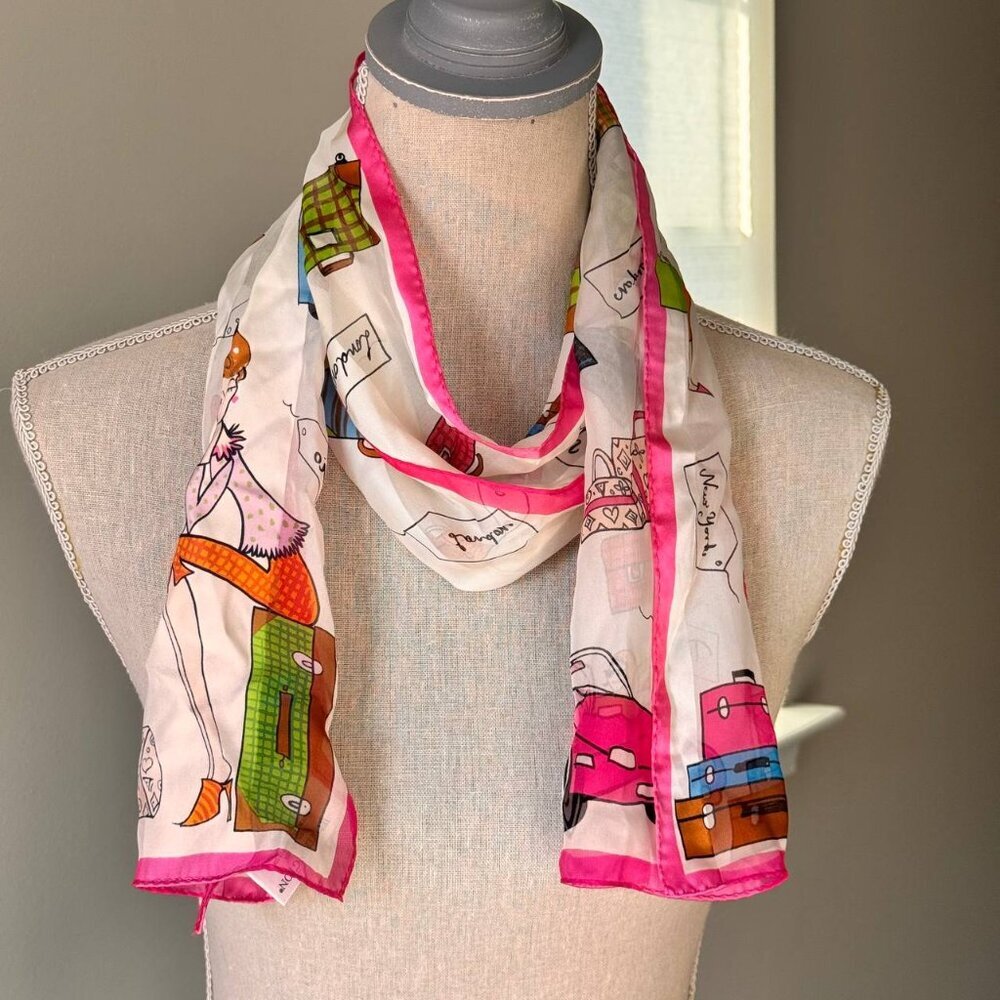 WORTHINGTON 100% Silk Fun and Colorful Scarf - Picture 6 of 8